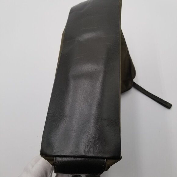 Prada Khaki Green Tessuto Nylon Brown Leather Hobo Shoulder Bag Made in Italy - Picture 6 of 14